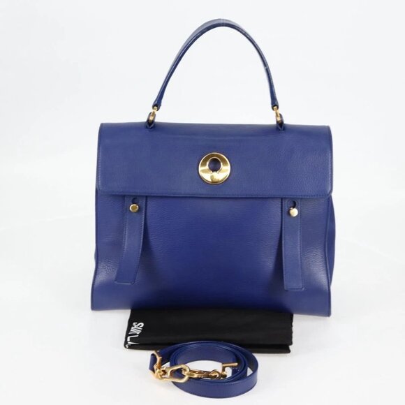 SAINT LAURENT Shoulder Bag Leather 2way Blue Gold 313456 Auth 127908V - Picture 10 of 16